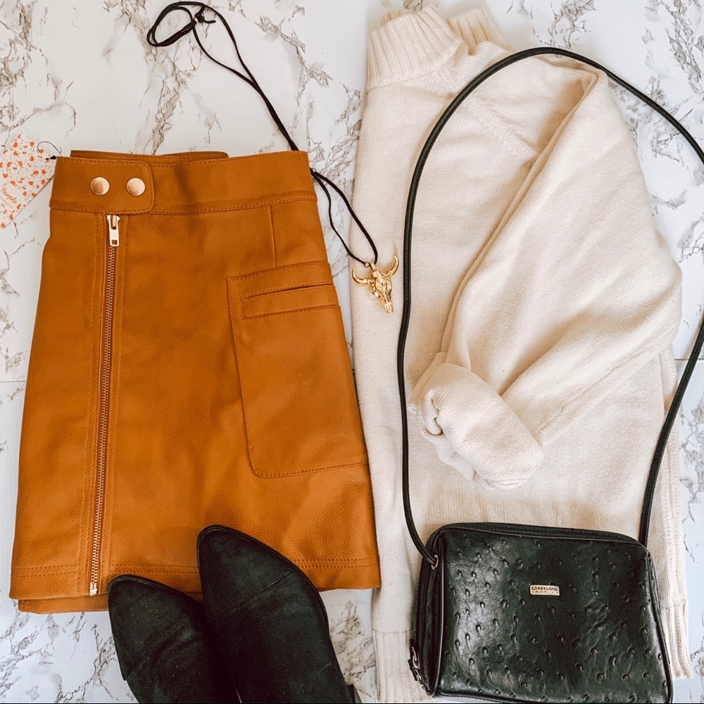 NWT Free People A-line Vegan Copper Skirt SZ 10